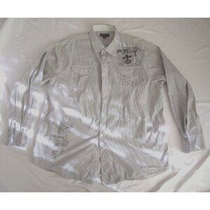 Men's Decoded Stripe Button Up Long Short Sleeve Shirt Sz XXL (MT247)